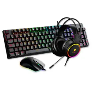 COMBO X3 AUDIFINO, MOUSE Y TECLADO GC-3100 ANTRYX NEGRO SWITCH BLUE